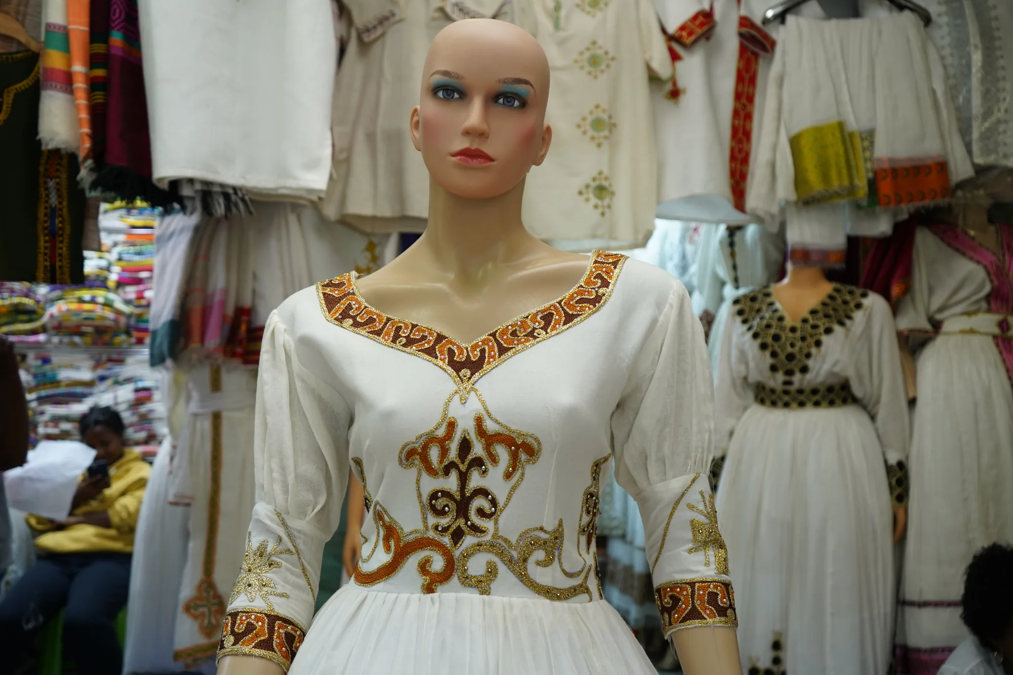 Modern cultural Habeshan Tibeb, Habesha Kemis, Menen Cotton wool fabric, Worn — Hamere Noah Design
