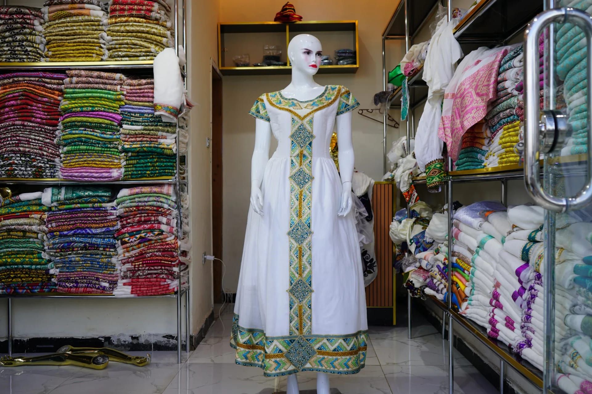 Habesha Tibeb Kemis, Men Tibeb T- Shirt pairing with pants, Gabi, Habesha Kemis, Menen - Cotton Wool fabric, Front — Liyu Fashion