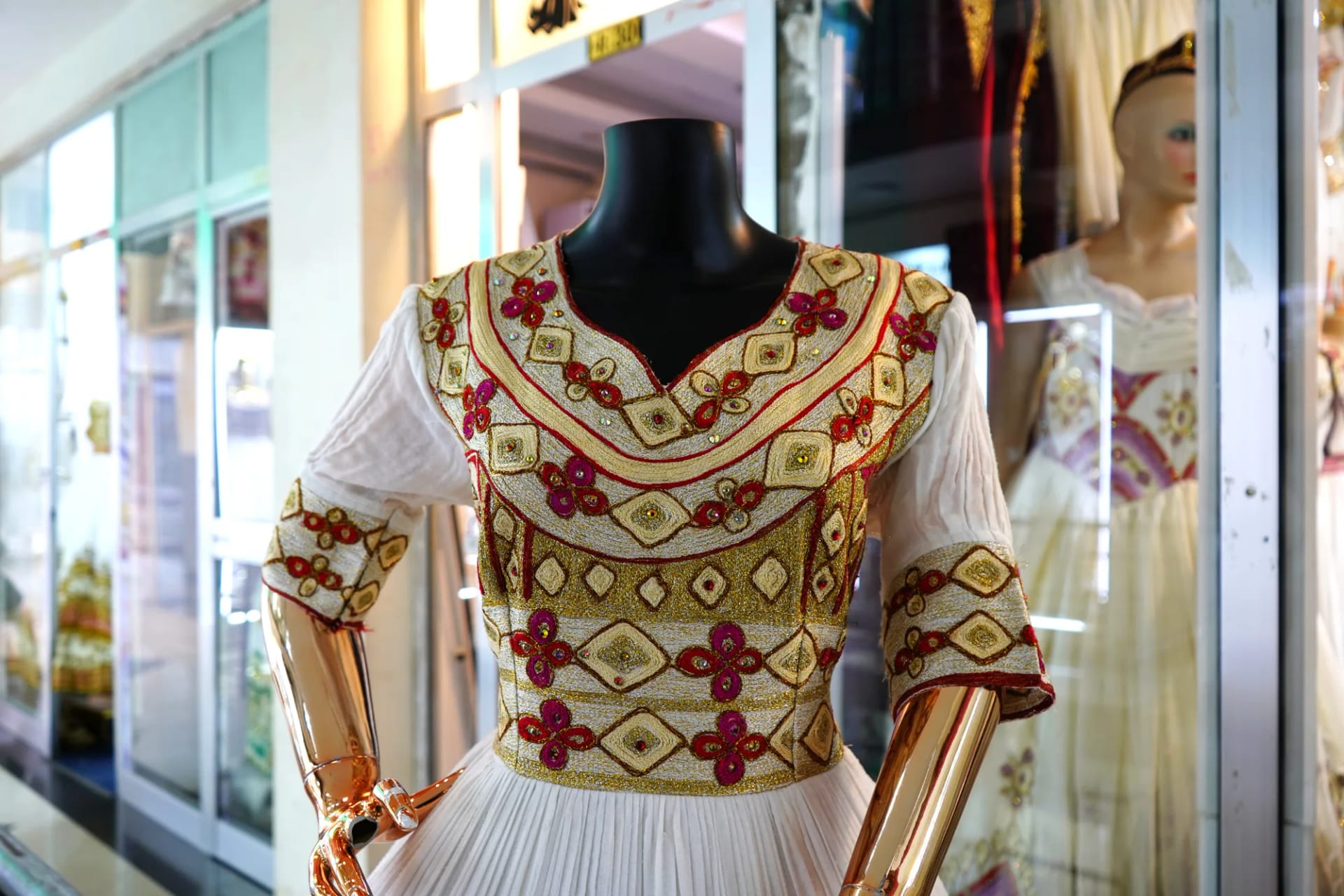 Hand made habesha tibeb suite for weeding, Habesha Kemis, Menen, Cotton wool fabric, Worn — Tsehay Tibeb