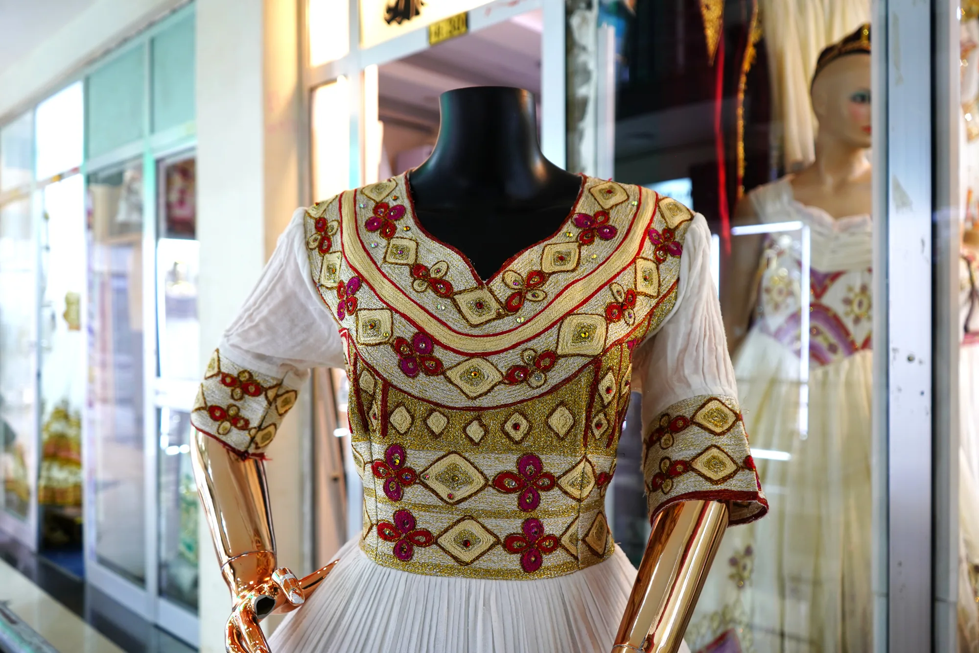 Hand made habesha tibeb suite for weeding, Habesha Kemis, Menen, Cotton wool fabric, Worn — Tsehay Tibeb