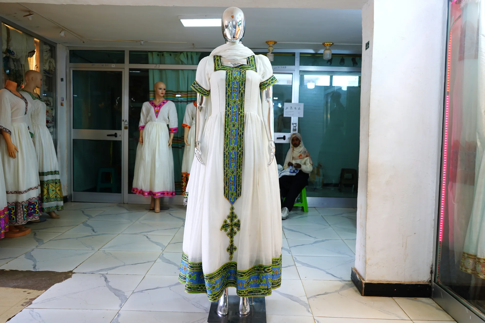 Premium Cotton Habesha Kemis with Traditional Gold Tibeb, Sabah kir fabric — Fanu Awash