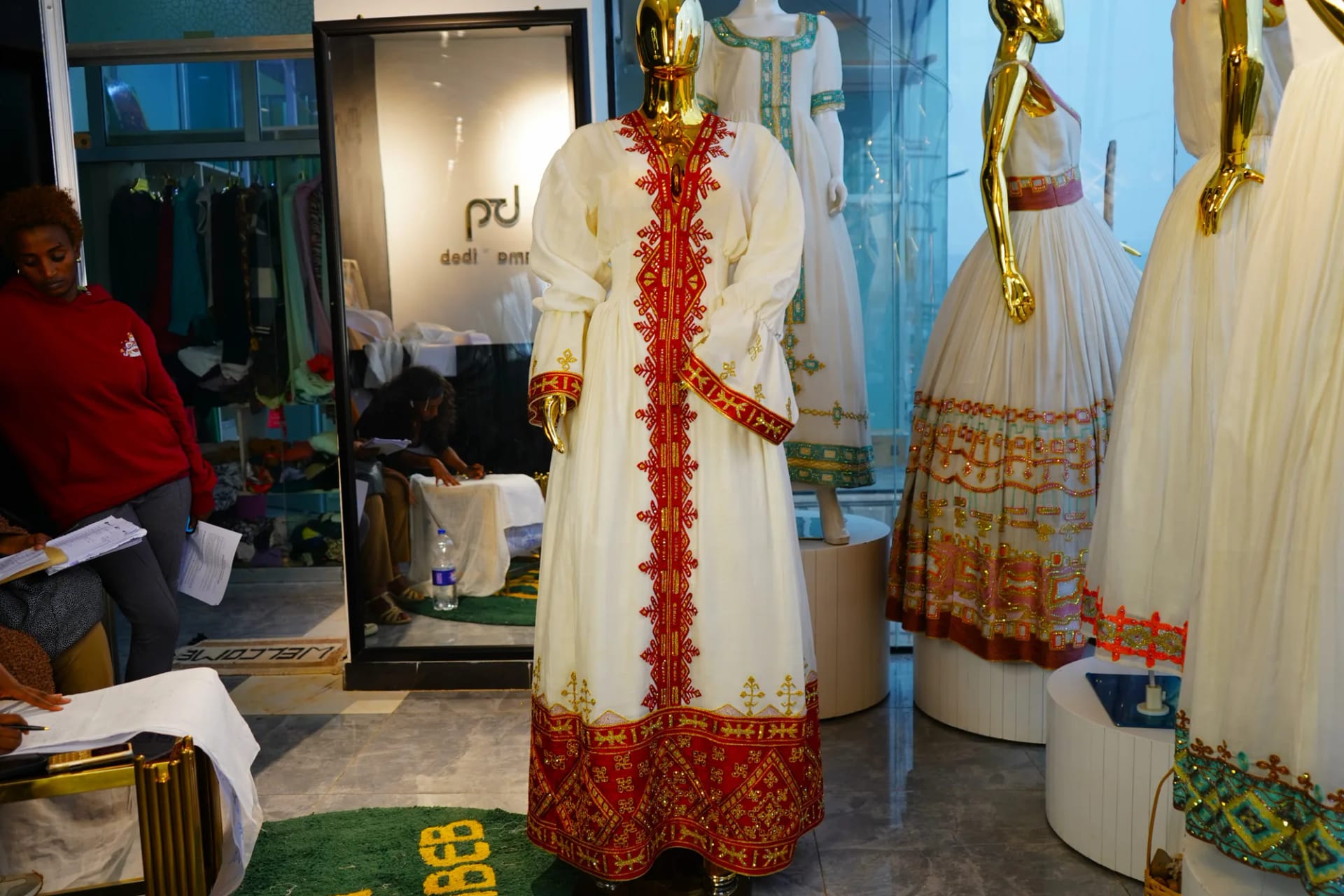 Elegant Cotton Habesha Kemis with Traditional Gold Tibeb, Ferte fabric — Rama Tibeb