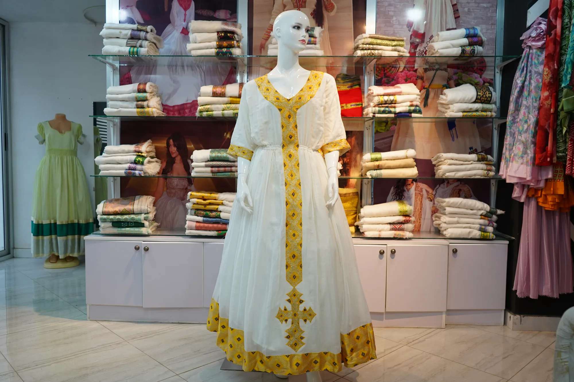 Traditional Cotton Habesha Kemis with Handcrafted Tibeb Embr — Enatnesh Tibeb