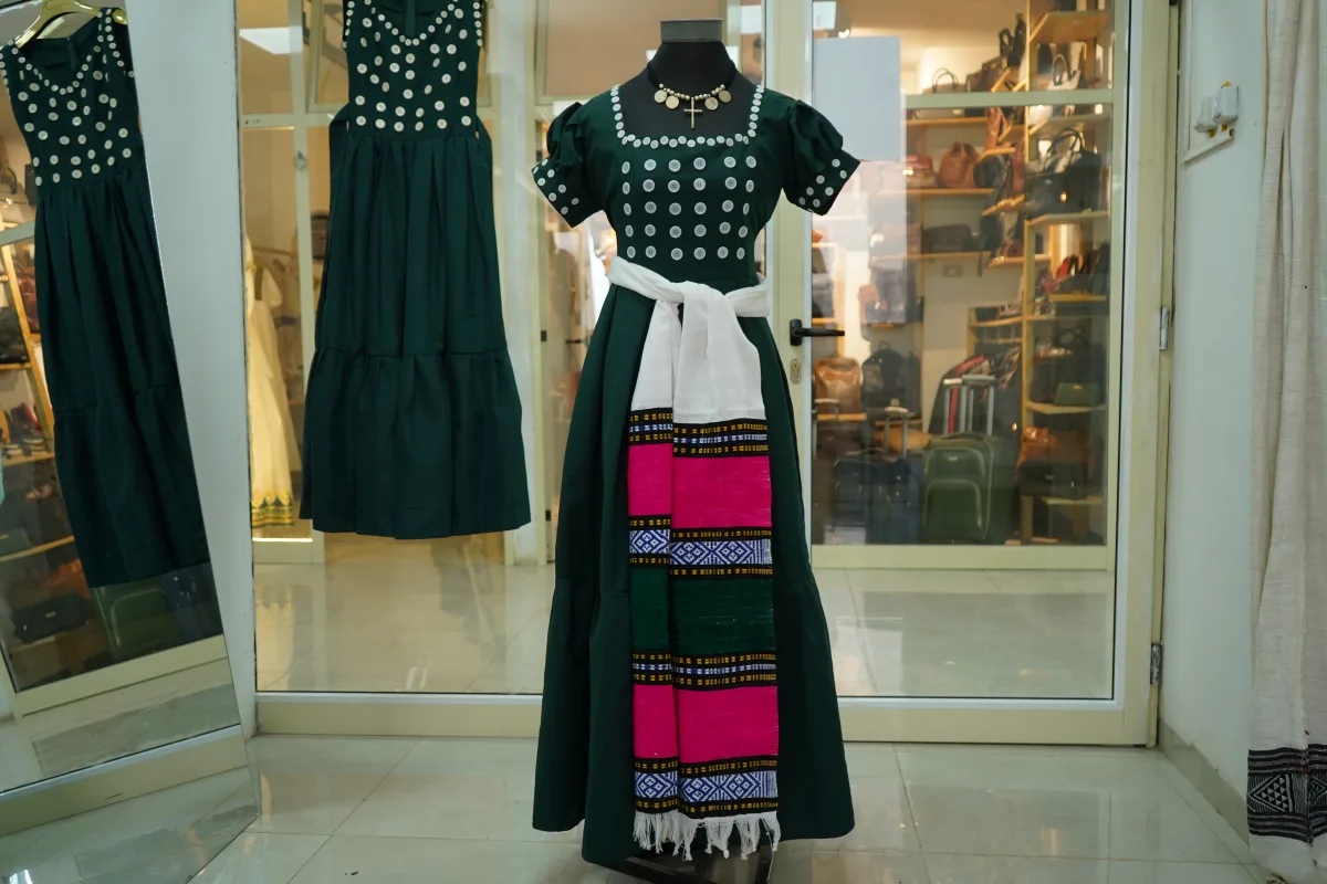 Premium Hand-Woven Ethiopian Cultural Dress with Gold Tibeb, Habesha Kemis, Sekota fabric — Lasta Sefet