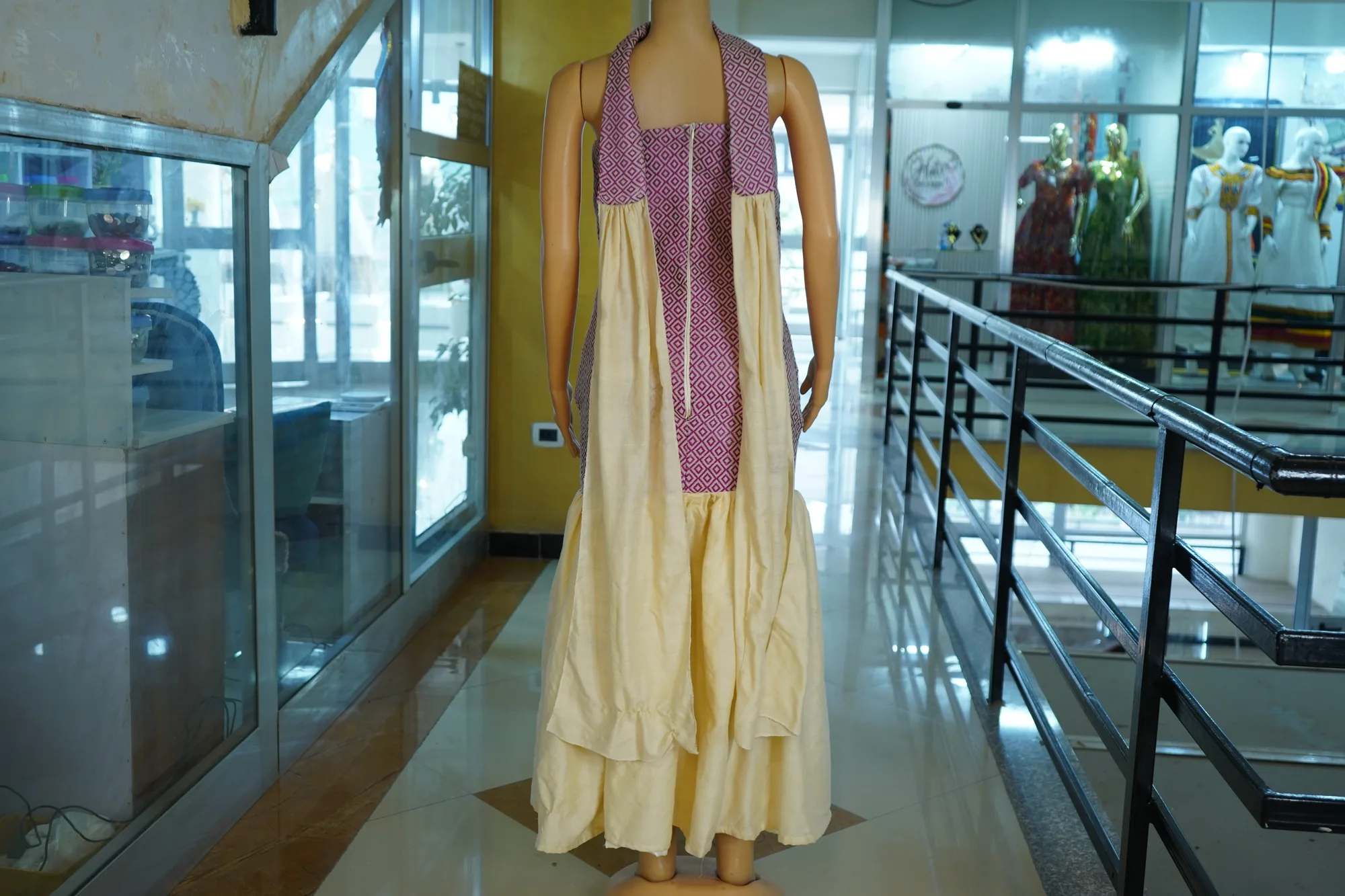Premium Bridal Habesha Kemis with Luxury Hand-Woven Tibeb, All Traditional Material fabric, Back — Liyu Habesha Tibeb