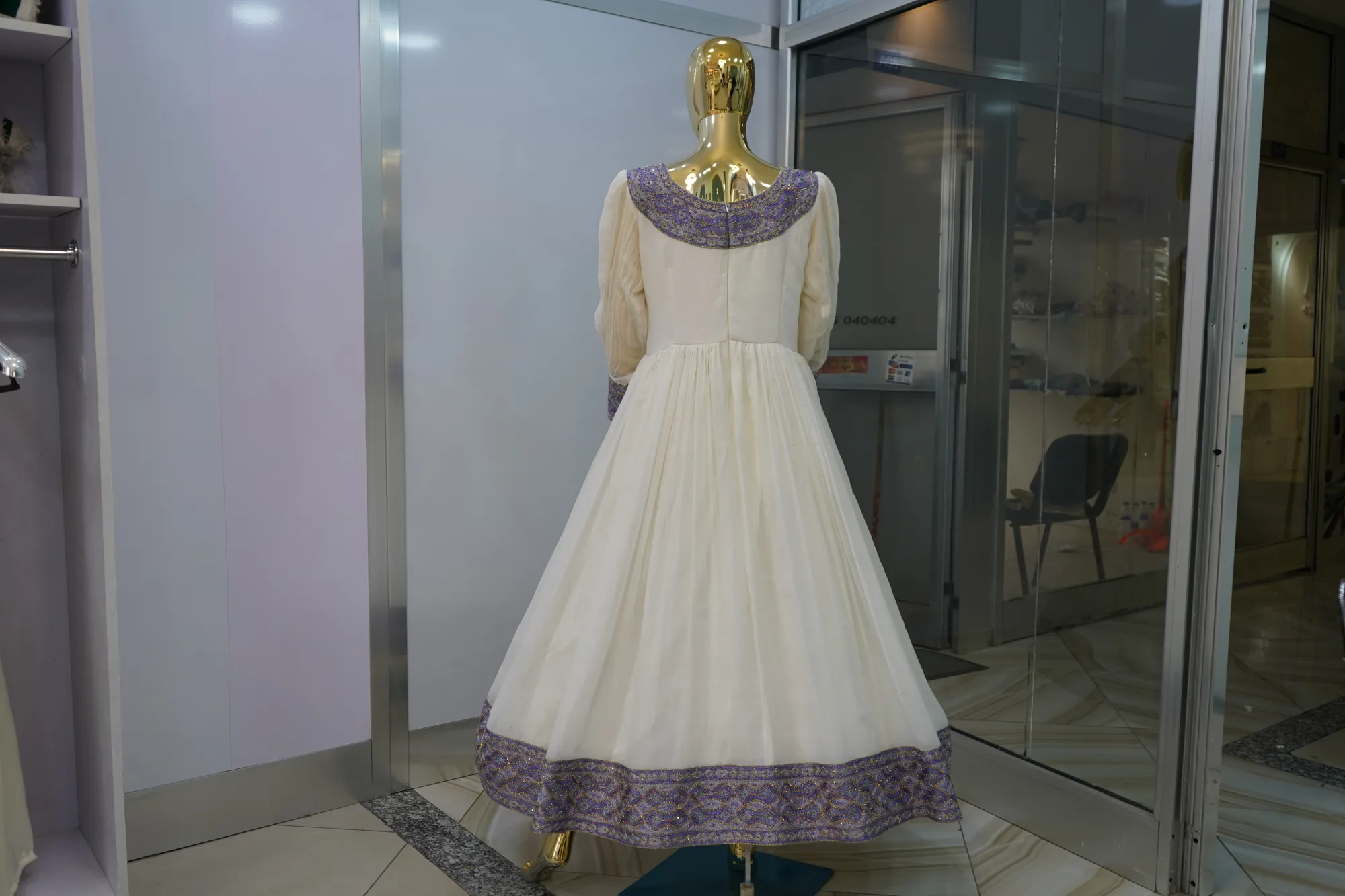Artisan Handcrafted Habesha Kemis with Creative Tibeb Embroidery, Back — Tibeko Arts