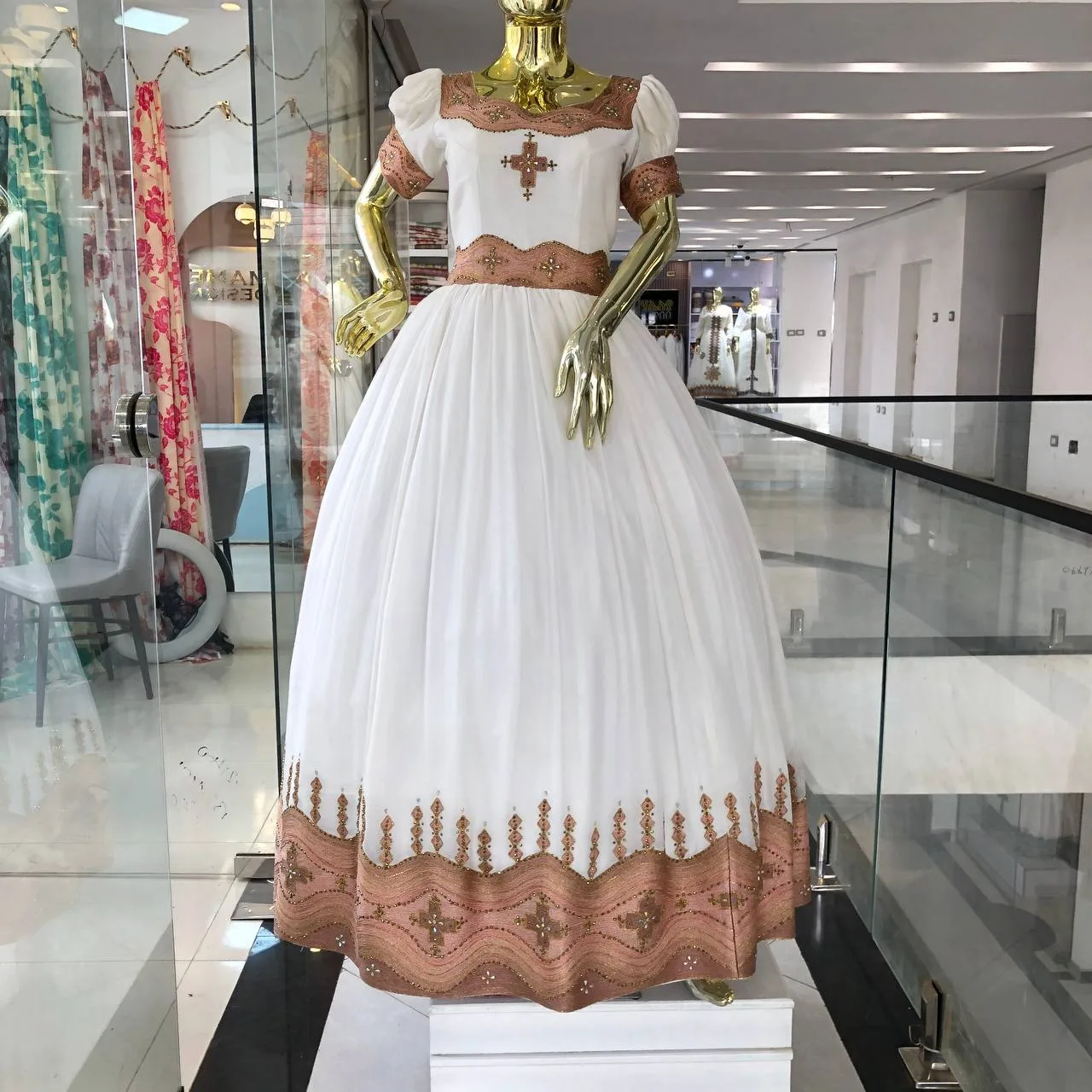 Designer Ethiopian Habesha Kemis with Luxury Cotton Tibeb