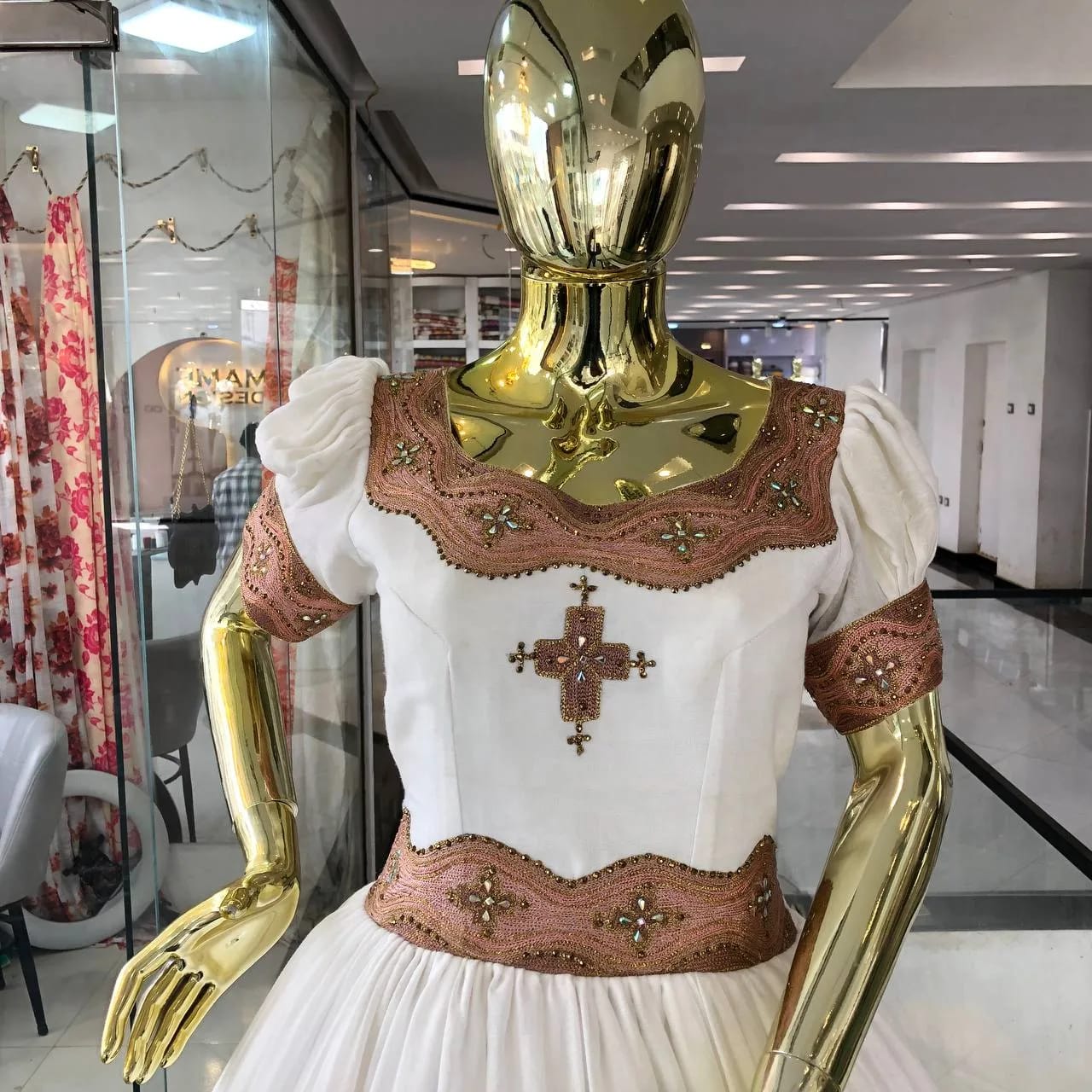 Designer Ethiopian Habesha Kemis with Luxury Cotton Tibeb, Worn — mame Design