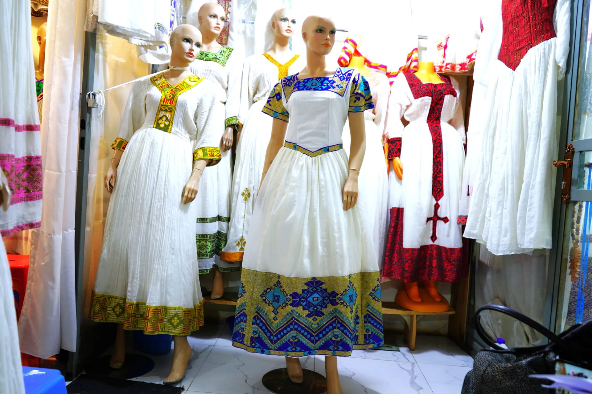 habesha Kemis, Menen, Tilf fabric, Front — Sis Mack Tibeb