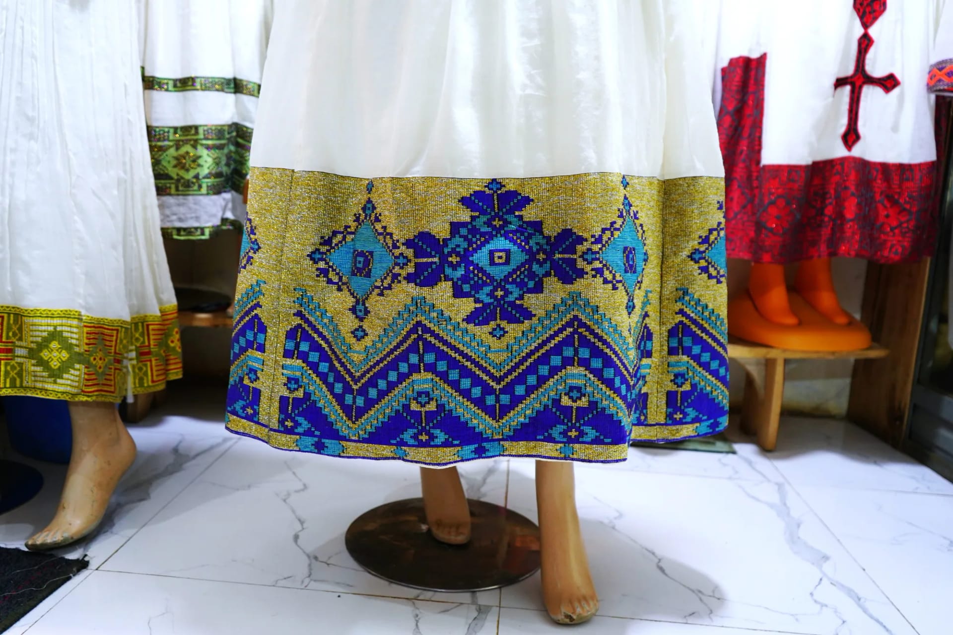 habesha Kemis, Menen, Tilf fabric, Detail — Sis Mack Tibeb