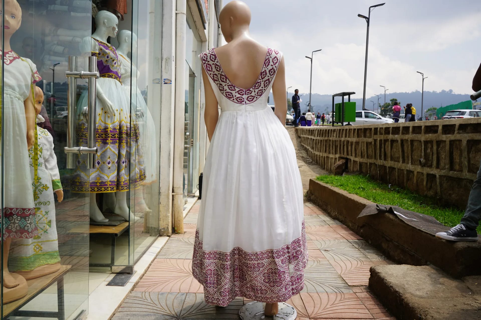 Complete Ethiopian Habesha Wedding Collection with Matching Traditional Attire, Habesha Kemis, Menen, tilf, machine fabric, Back — Miki Habesha Package