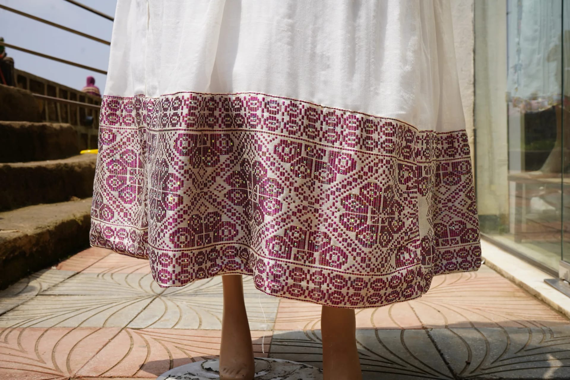 Complete Ethiopian Habesha Wedding Collection with Matching Traditional Attire, Habesha Kemis, Menen, tilf, machine fabric, Detail — Miki Habesha Package