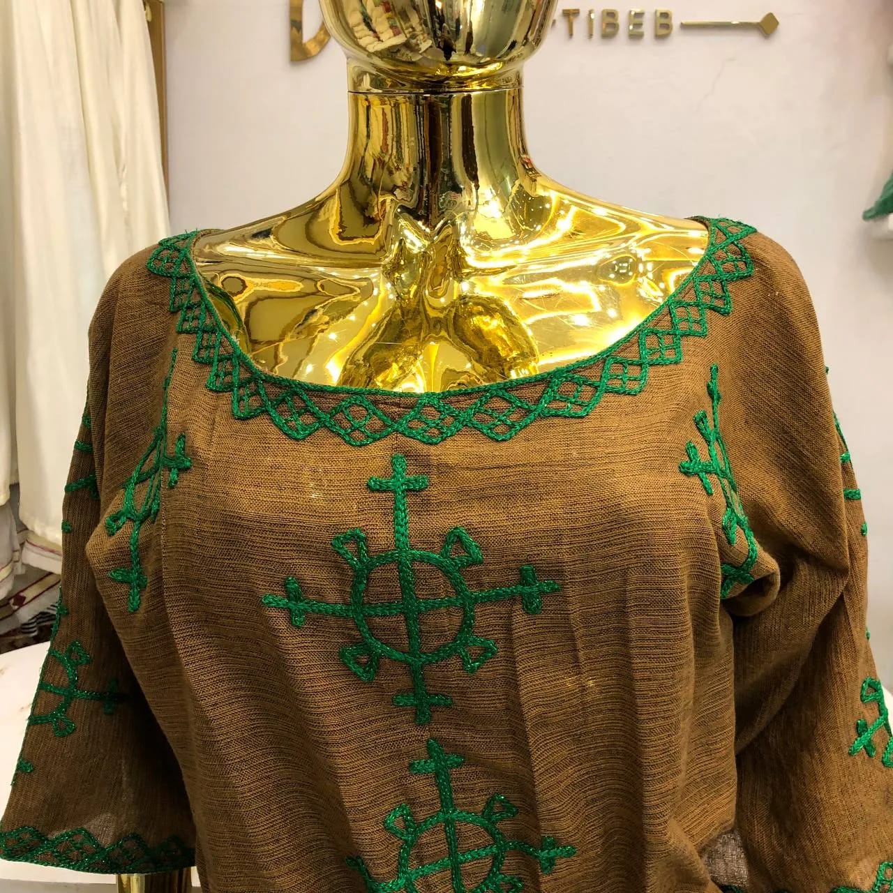 Authentic Hand-Woven Ethiopian Gold Tibeb Trim for Traditional Clothing, Habesha Kemis, Back — Hirut Tibeb