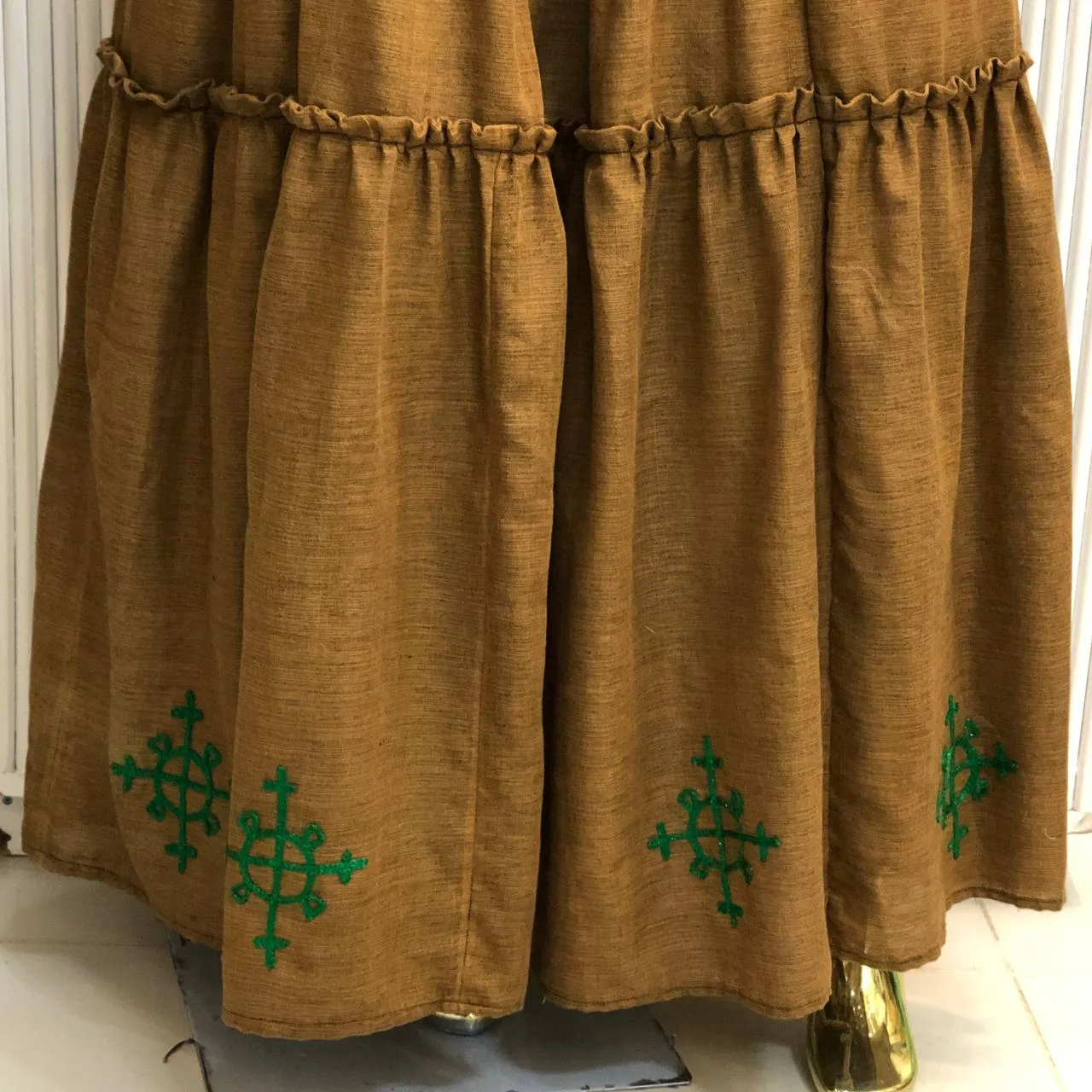 Authentic Hand-Woven Ethiopian Gold Tibeb Trim for Traditional Clothing, Habesha Kemis, Detail — Hirut Tibeb