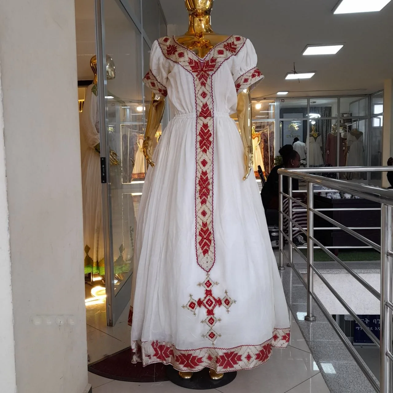 Premium Ethiopian Hand-Woven Tibeb Border for Habesha Garments and Fashion Designs, Habesha Kemis, Menen, Saba, fetil fabric, Front — Saron Tibeb