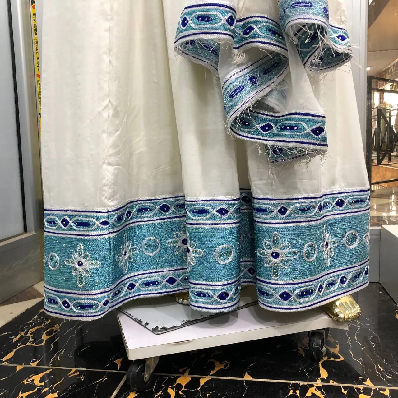 Custom Ethiopian Habesha Kemis with Elegant Handcrafted Tibeb, Menen, Fetil, Tilf fabric, Detail — Elabem Design