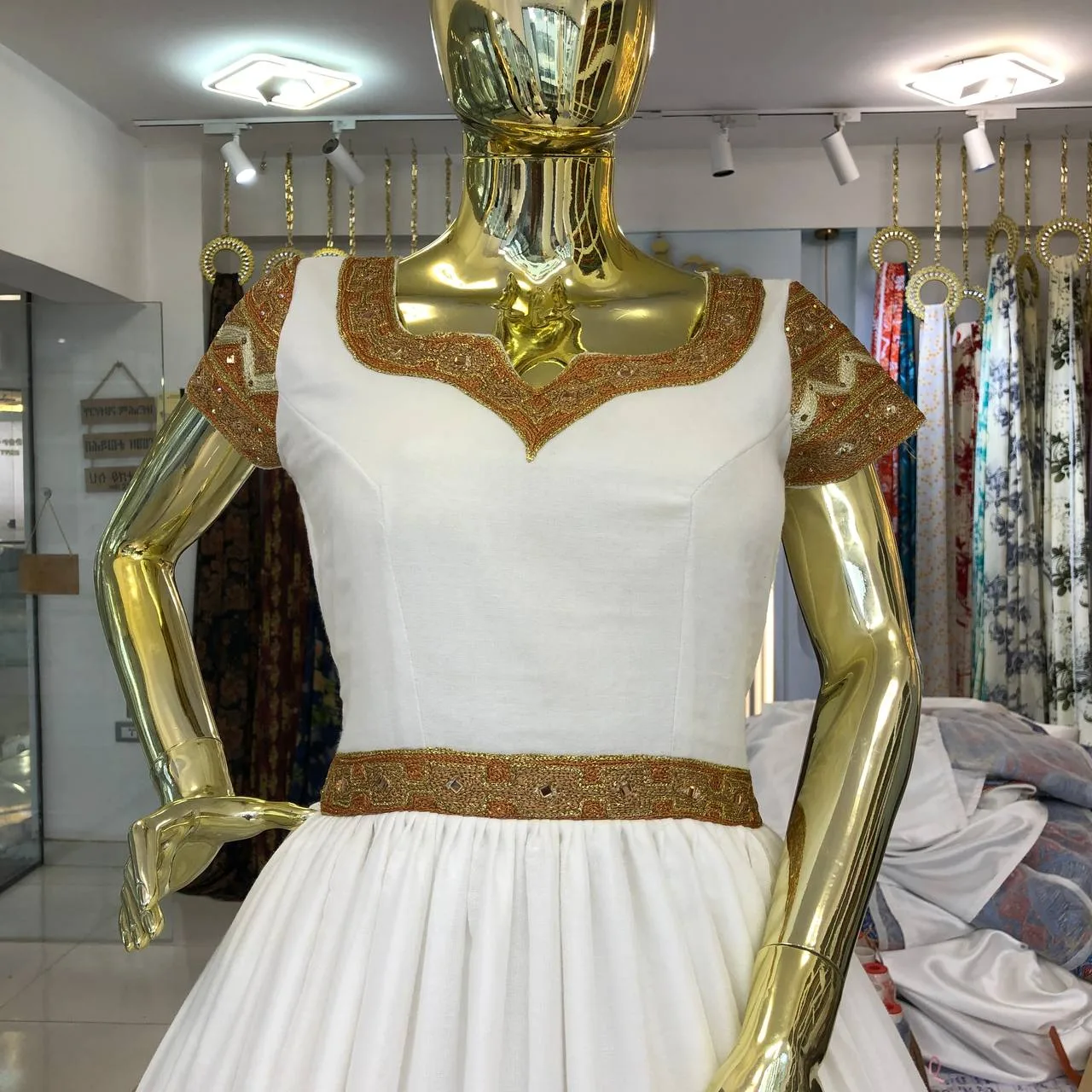 Classic Hand-Woven Ethiopian Habesha Kemis with Authentic Tibeb, Back — Ephrem Habesha