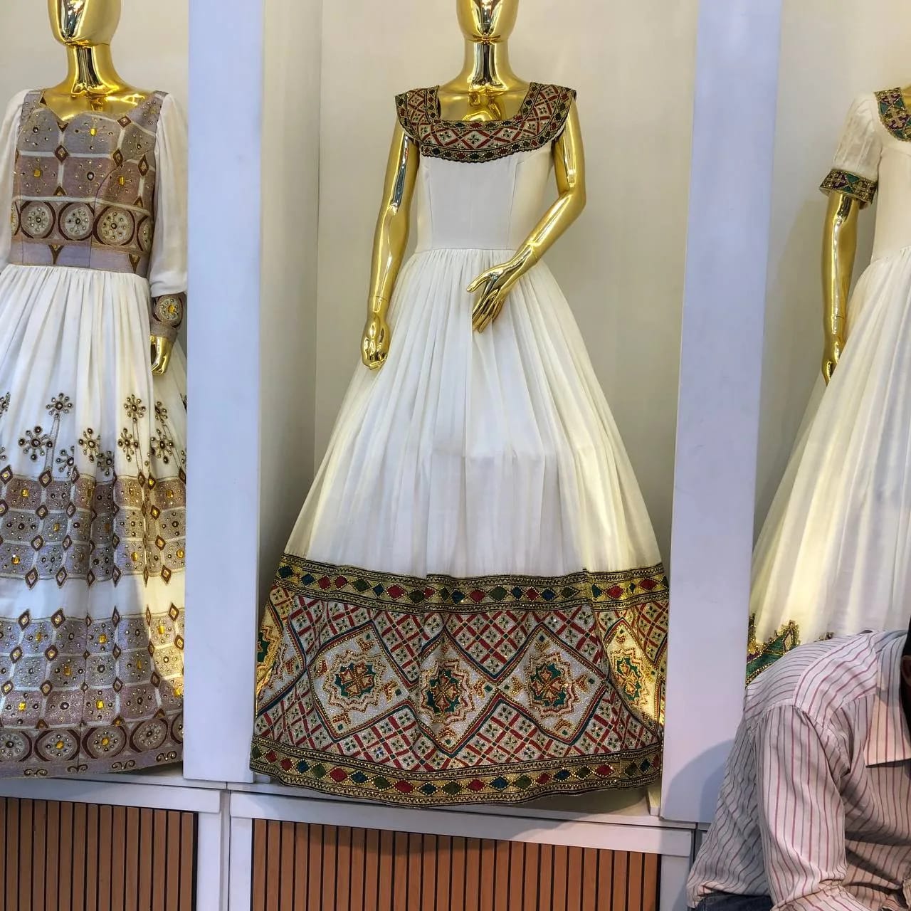 Authentic Hand-Woven Cotton Habesha Kemis with Fine Tibeb, All Material fabric — Geat Tibeb