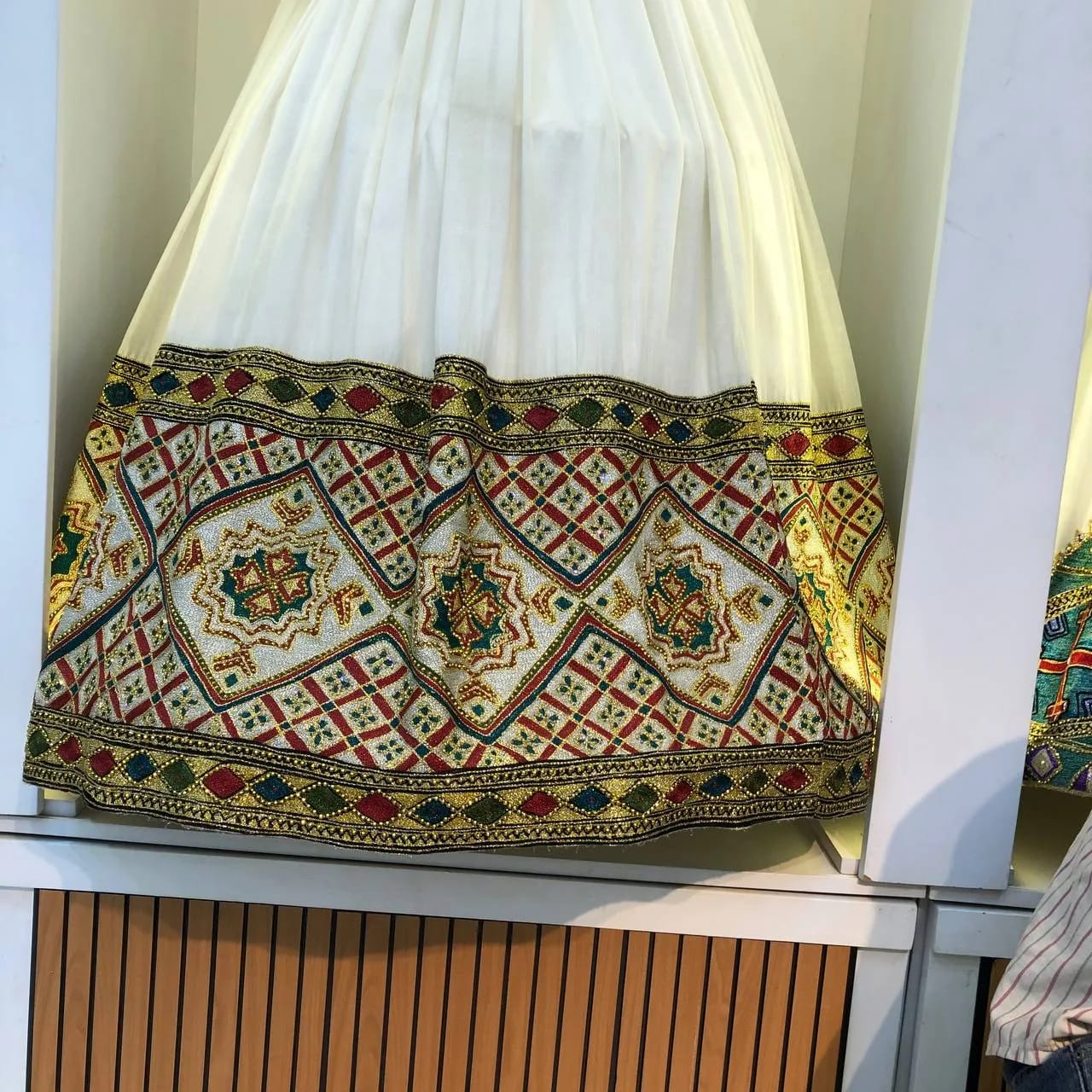 Authentic Hand-Woven Cotton Habesha Kemis with Fine Tibeb, All Material fabric, Detail — Geat Tibeb