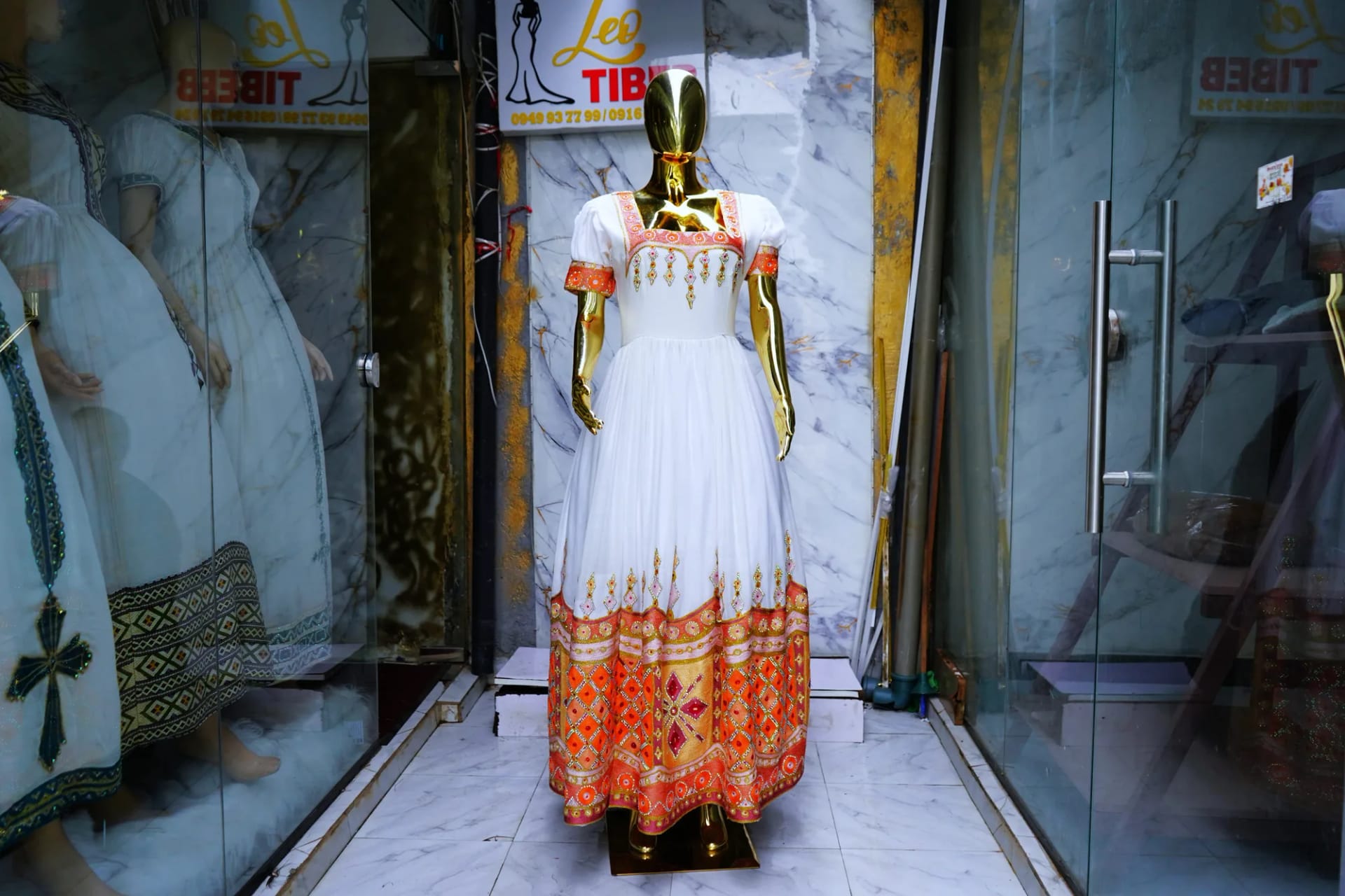 Classic Cultural Attire with Elegance, Habesha Kemis, Front — Leo Tibeb