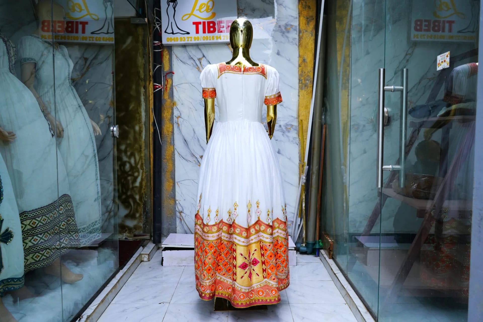 Classic Cultural Attire with Elegance, Habesha Kemis, Back — Leo Tibeb