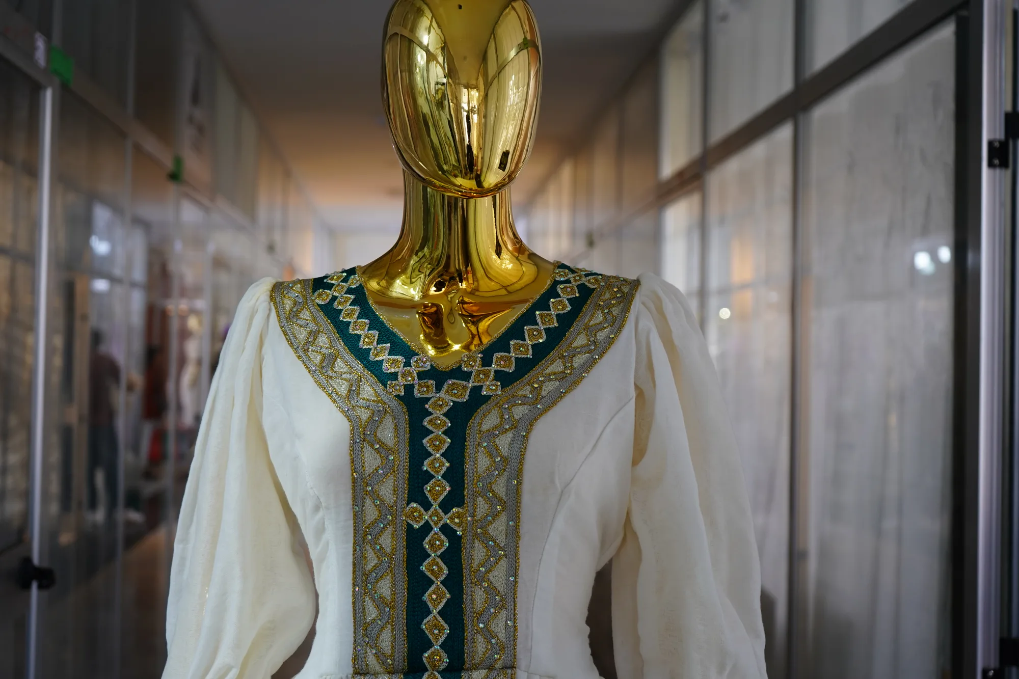 Elegant Handcrafted Ethiopian Habesha Kemis with Traditional Embroidery for Weddings & Cultural Celebrations, All kind fabric, Worn — Smart Habesha
