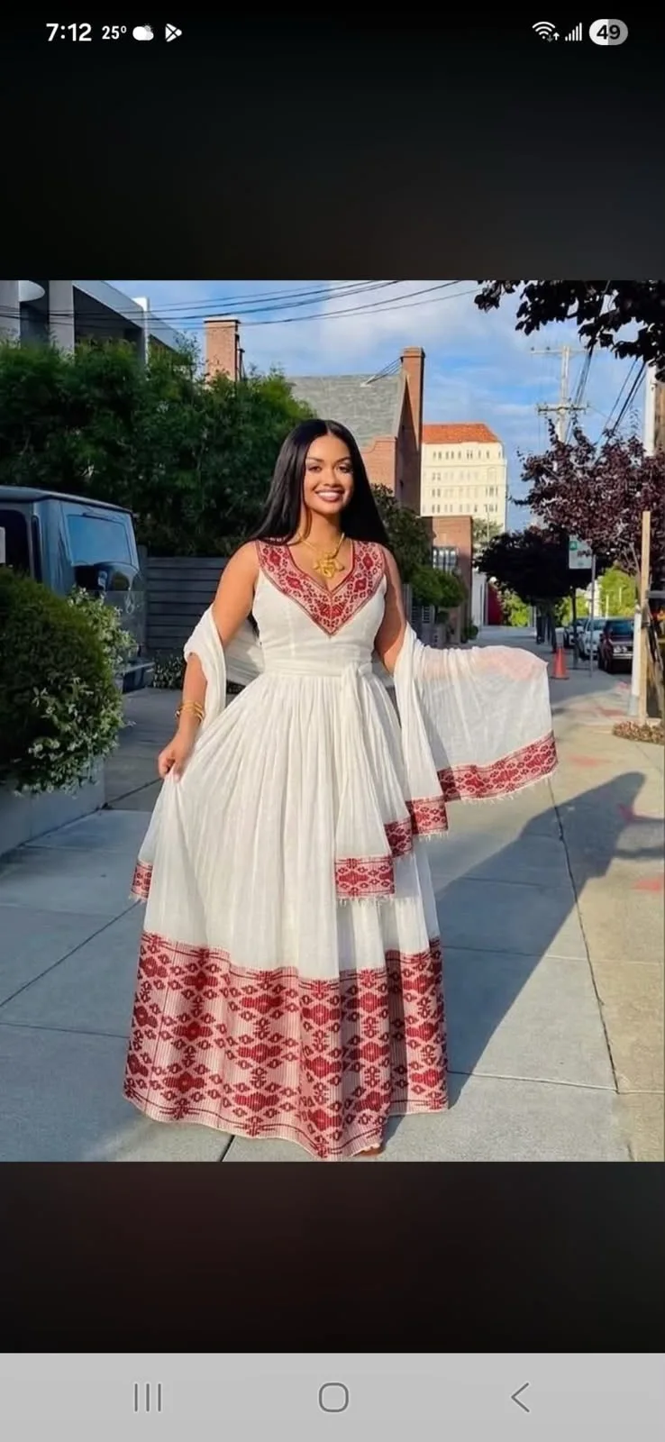 hand loomed habesha dress, Tibeb & Weaving, Cotton fabric — Finote Sabawian Tibeb