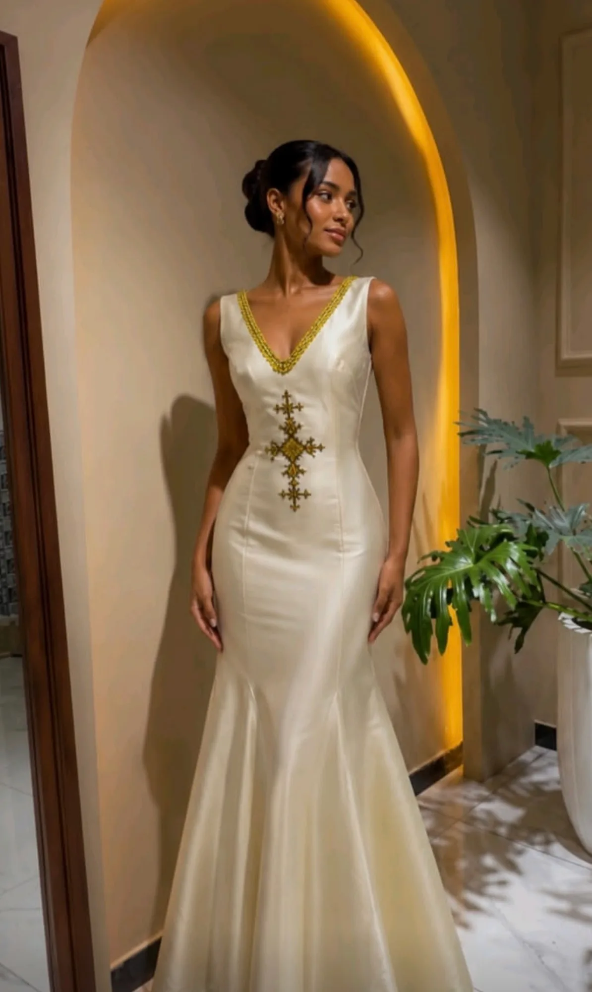 Hand made habesha wedding Gust dress, Habesha Kemis, Front — Luna Habesha