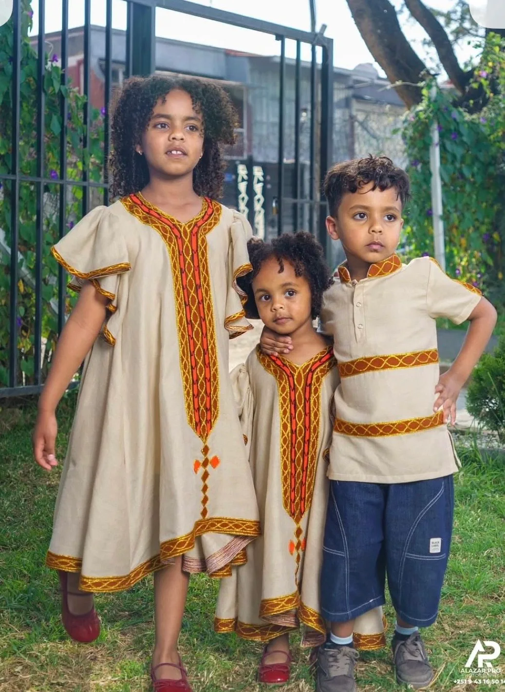 Kids habesha outfit, Habesha Kemis, Saba fabric, Front — Luna Habesha