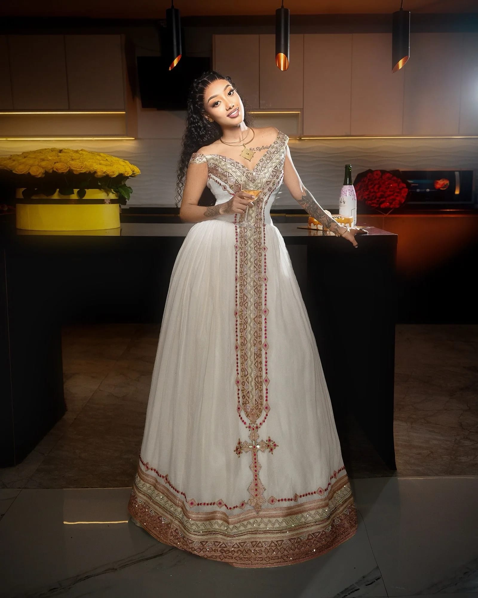 Aman unique design, Habesha Kemis, መነን fabric — Aman unique design
