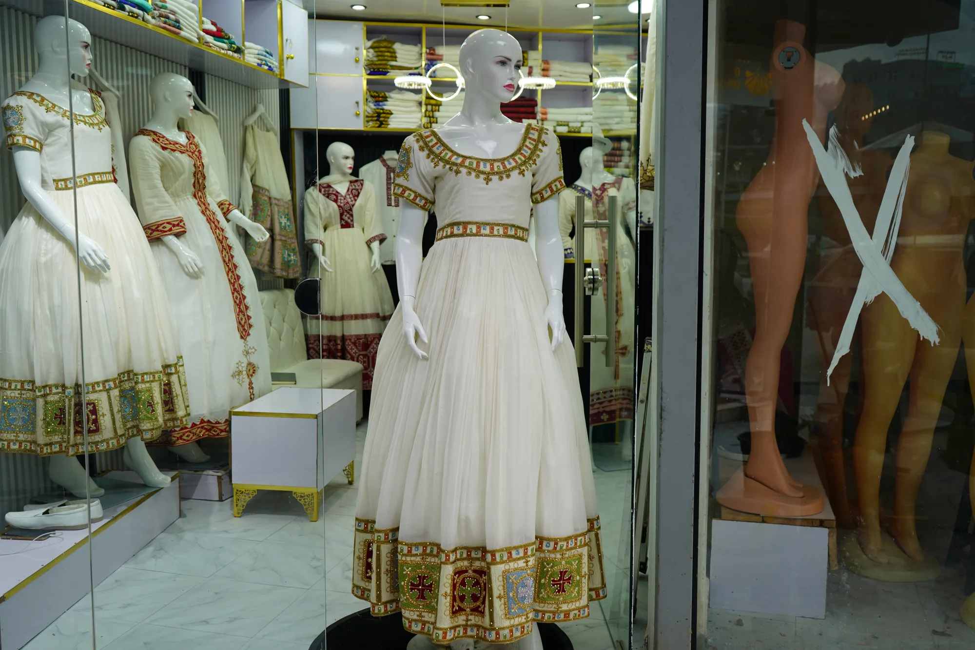 Weeding Tibeb Kemis, Men tibeb t-shirt and Pants, Habesha Kemis, Cotton Wool fabric, Front — Aryan Tibeb