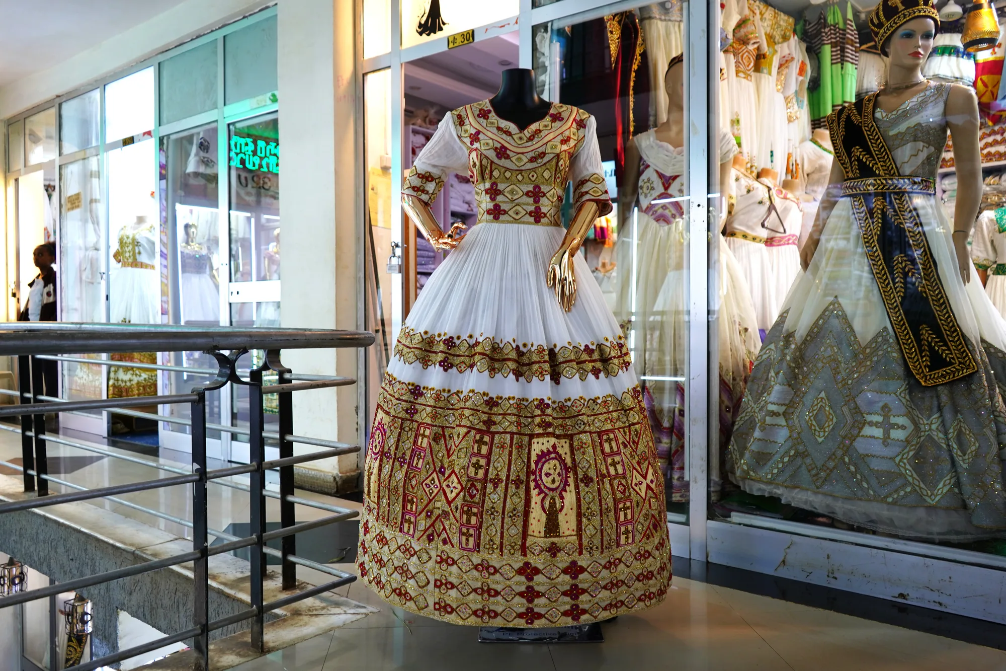 Hand made habesha tibeb suite for weeding, Habesha Kemis, Menen, Cotton wool fabric, Front — Tsehay Tibeb
